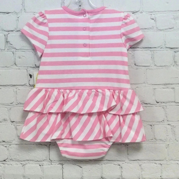 18M Juicy Ruffle Romper Pink & White Stripe Shortsleeve - Picture 4 of 7